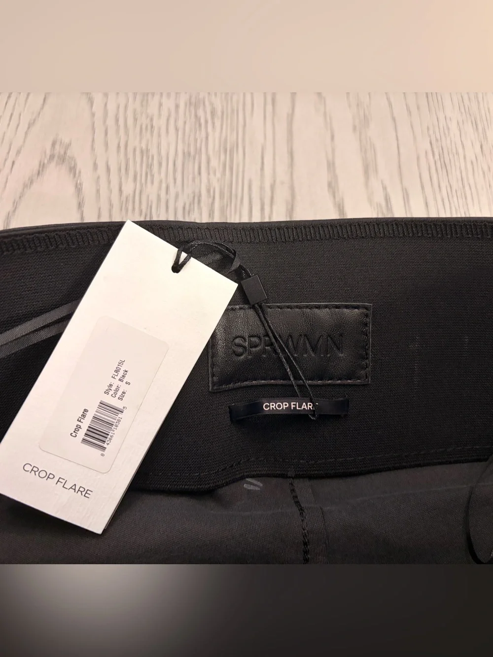 NWT SPRWMN High Waist Black Crop Flare Leggings Size S - Picture 5 of 10